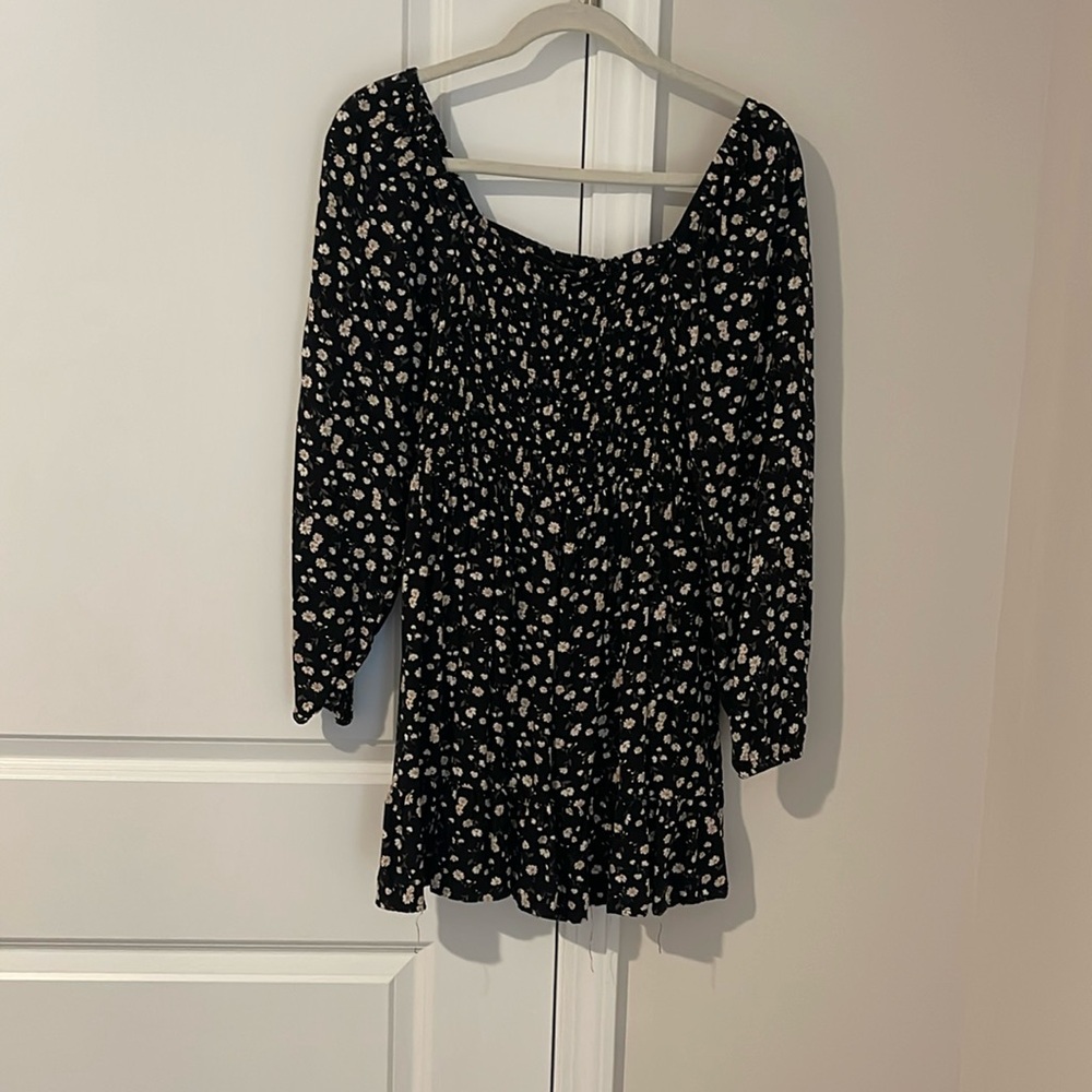 Arizona Brand Black Floral Long-sleeve Dress